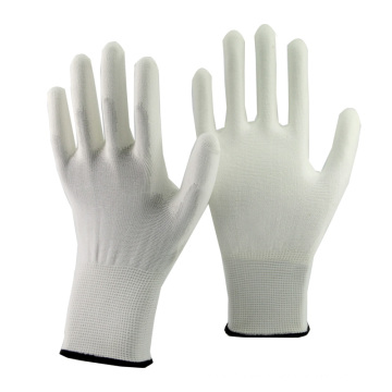 NMSAFETY 13 gauge strick liner beschichtete weiße pu handschuhe zum verkauf